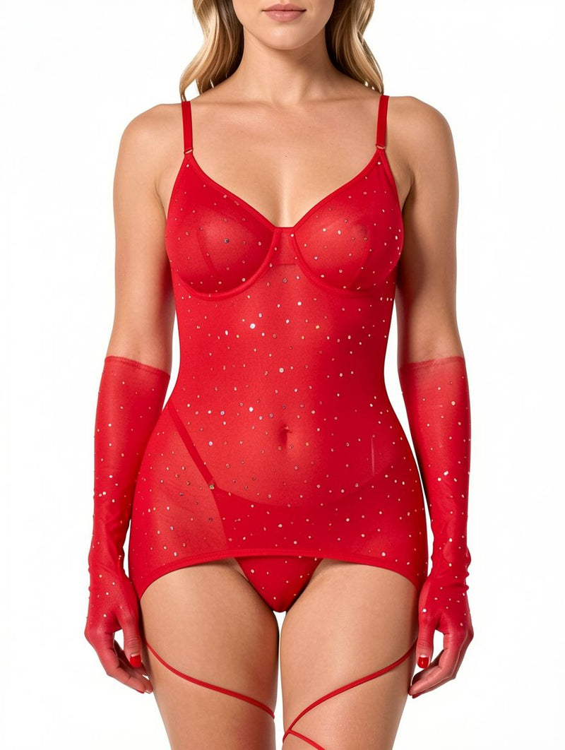 Women's Sexy Sparkle Mesh Babydoll Lingerie
