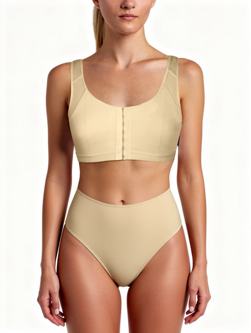 Women's Nude Front Closure Posture Support Sports Bra Bustier Top
