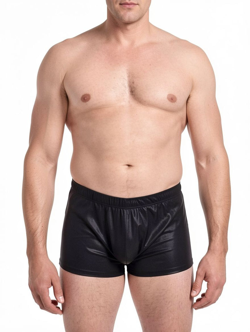 Men's Faux Leather Open-Back Fetish Boxer Shorts
