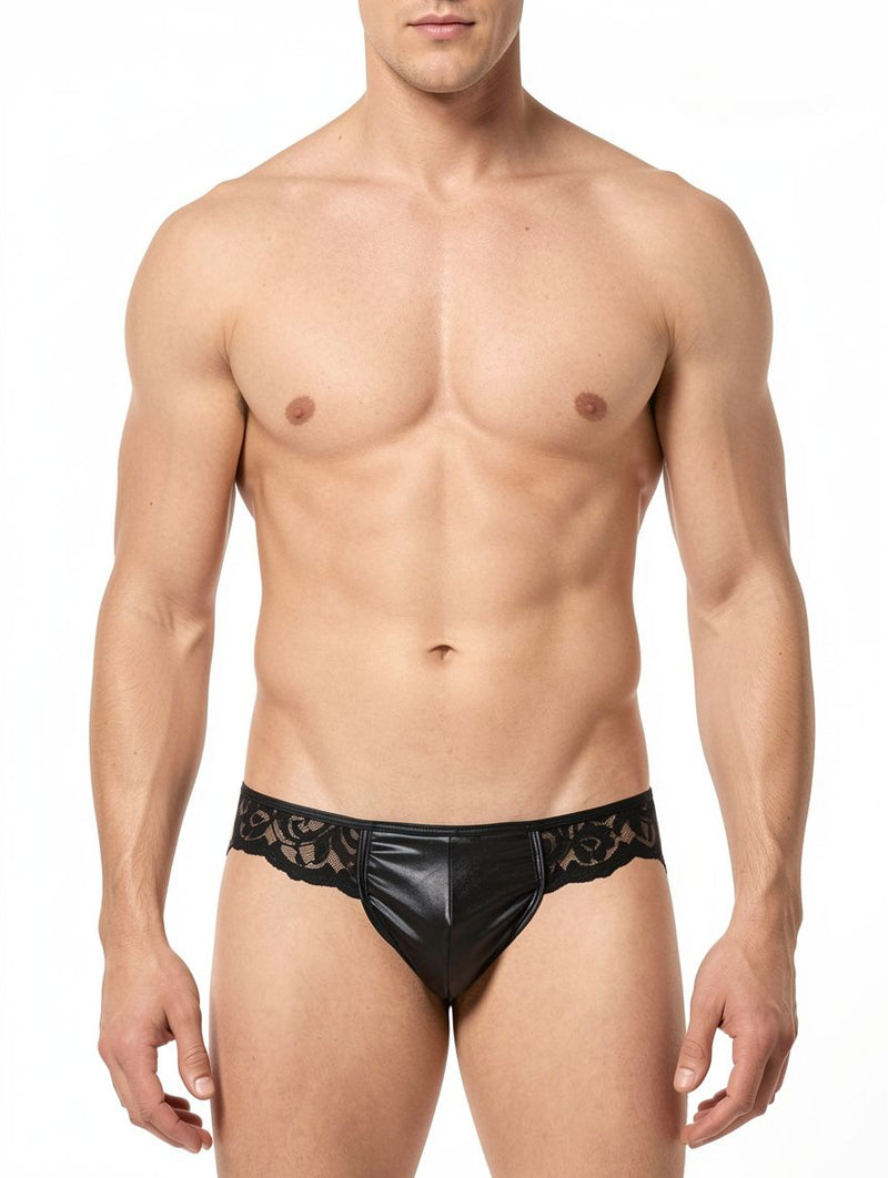 Men's Black Sexy Vinyl Lace Pants