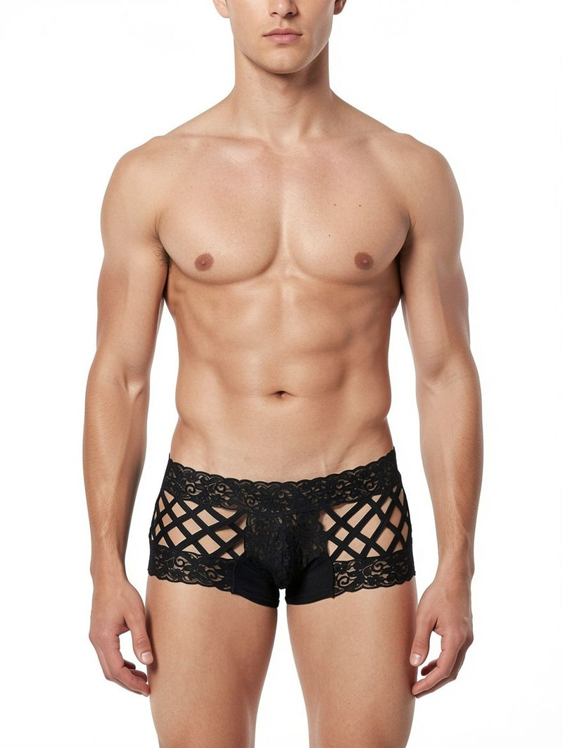 Men's Black Lace Sexy Shorts