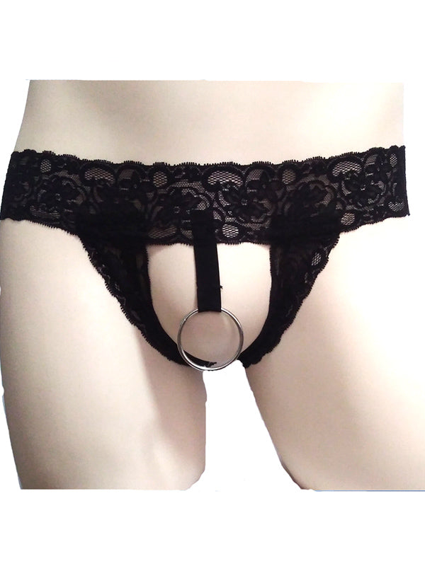 Men's Lace G-String Crotchless Thong