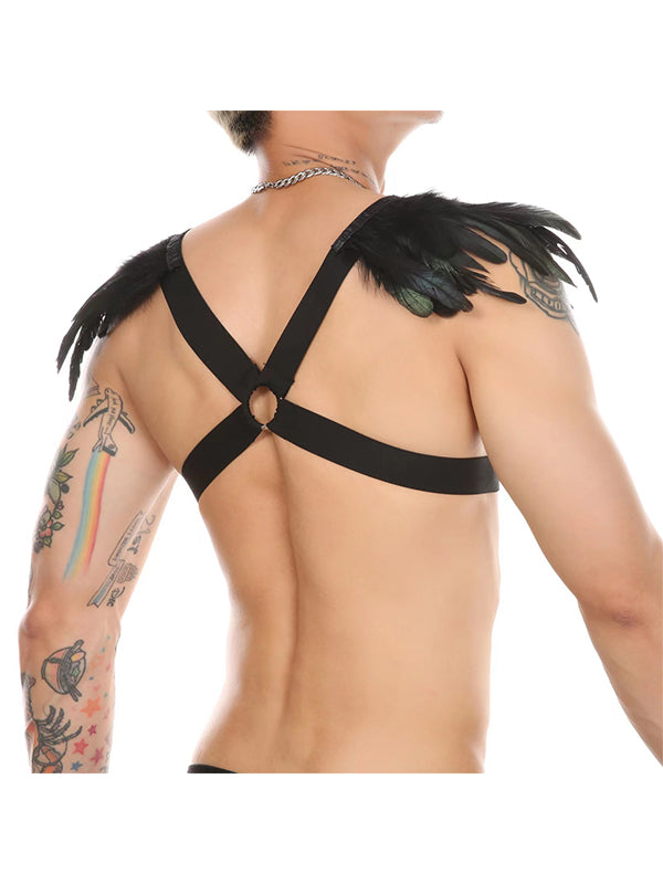 Men's Black Feather Shoulder Elastic Body Harness