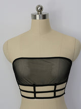 Women's Black Sheer Mesh Cage Bandeau Bra Top – view 1