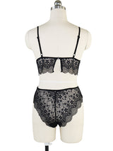 Women's Black Scalloped Lace Bralette & High-Waist Panty Lingerie Set – view 1
