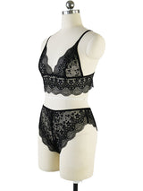 Women's Black Scalloped Lace Bralette & High-Waist Panty Lingerie Set – view 3
