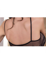 Women's Sexy Black Floral Lace Fishnet Garter Bodystocking – view 2