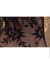 Women's Sexy Black Floral Lace Fishnet Garter Bodystocking – view 3