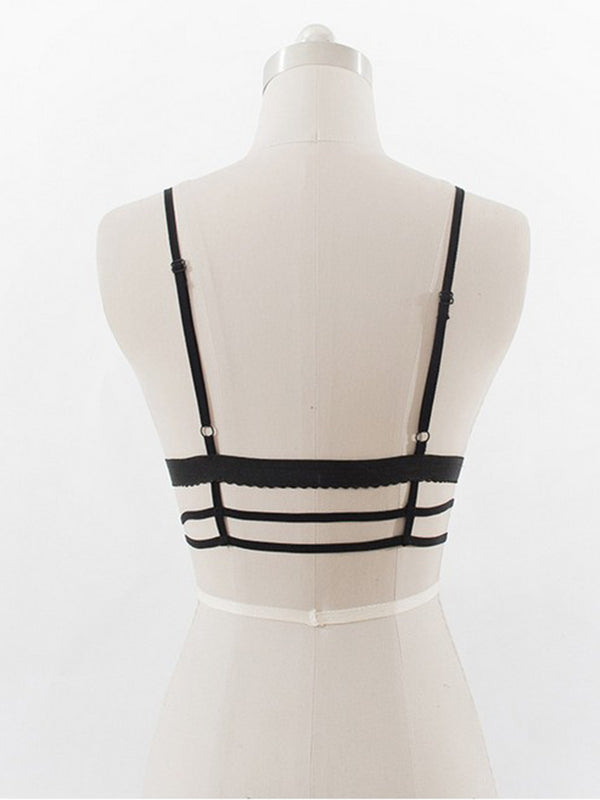 Women's Black Strappy Lace Bralette & Panty Set – view 1