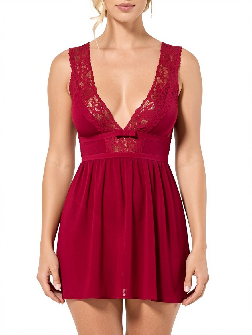 Women's Sexy Lace Deep V Babydoll Lingerie – view 5