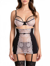 Women's Sexy Black Mesh Lace Garter Babydoll Lingerie – view 5