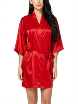 Women's Wrist Sleeve Length Frill Satin Gown With Belt – view 5