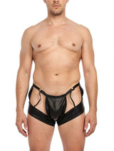 Men's Faux Leather Open-Back Garter Shorts – view 8