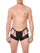 Men's Faux Leather Lace Trim Thong – view 3