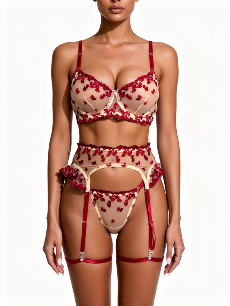 Women's Sexy Garter Belt & Thong Lingerie Set – Style LO3759 – view 3