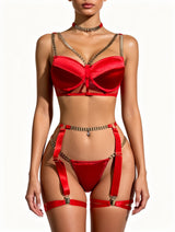 Women's Sheer Mesh Bra Garter Belt & Thong Set – view 5