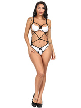Women's Open Cage Strap Fishnet Bodysuit – view 7