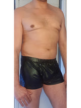 Men's Faux Leather Snap Button Open-Side Boxer Shorts – view 2