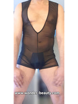 Women's Sheer Mesh Checkered Panel Bodysuit – view 4