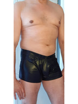 Men's Faux Leather Open-Back Fetish Boxer Shorts – view 2