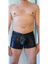 Men's Faux Leather Open-Back Fetish Boxer Shorts – view 3