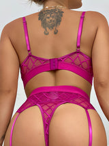 Women's Diamond Mesh Cage Bra Garter Belt & Thong Set – view 4
