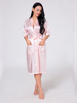Women's Long Sleeve Frill Satin Gown With Belt – view 3