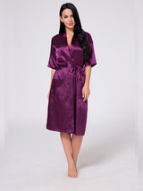 Women's Long Sleeve Frill Satin Gown With Belt – view 5