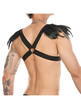 Men's Black Feather Shoulder Elastic Body Harness – view 1