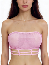 Women's Pink Sheer Mesh Cage Bandeau Bra Top – view 4
