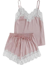Women's Satin Sleepwear Set with Lace Trim – view 8