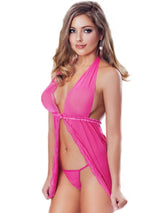 Women's Sexy Rose Sheer Halter Babydoll Lingerie – view 2
