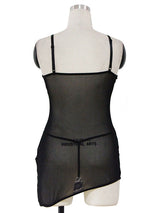 Women's Sexy Plus Size Black Sheer Mesh & Lace Babydoll Chemise – mannequin back