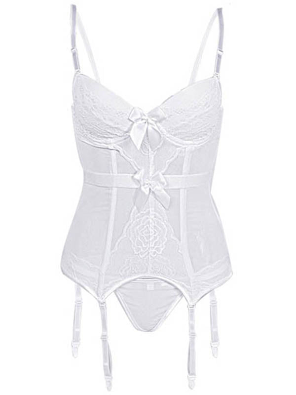 Women's Sexy White Straps Lace Bustier – view 2