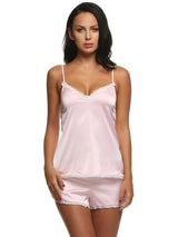 Women's Silk Adjustable Strap Sleepwear Set Lace Romantic Nightwear – view 5