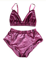 Women's Rose Velvet Bralette and Shorts Lingerie Set – view 1