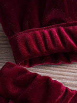 Women's Burgundy Velvet Bralette and Shorts Lingerie Set – view 3