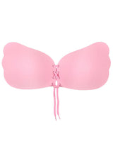 Women's Pink Lace-Up Adhesive Backless Push-Up Invisible Bra – view 3