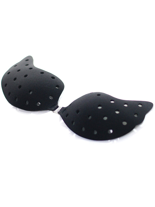 Women's Black Breathable Mango-Shape Adhesive Invisible Bra – view 1