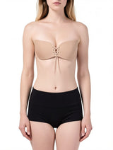 Women's Nude Lace-Up Strapless Backless Push-Up Invisible Bra – view 1
