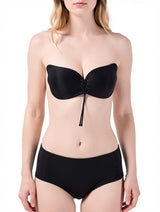Women's Black Lace-Up Strapless Backless Push-Up Invisible Bra – view 1