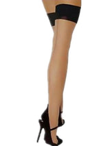 Women's Nude Sheer Black Back-Seam Thigh-High Stockings – view 3
