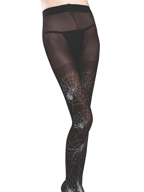 Women's Black Spider Web Sheer Footed Tights – view 1