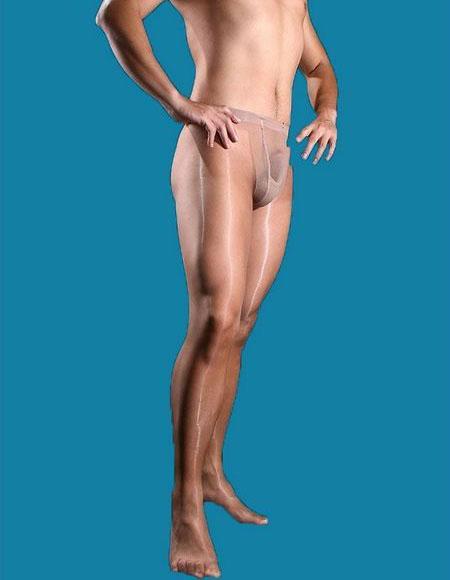 Men's Nude Sheer Full-Length Pantyhose Tights – view 1