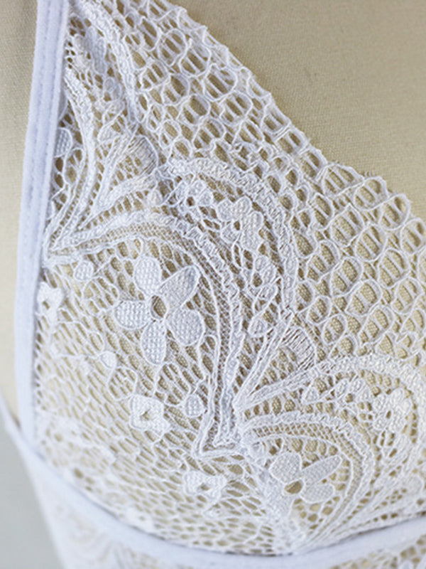 Women's White Scalloped Lace Bralette & High-Waist Panty Lingerie Set – view 2