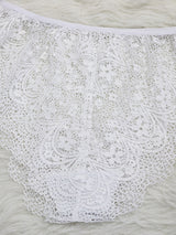 Women's White Scalloped Lace Bralette & High-Waist Panty Lingerie Set – view 3