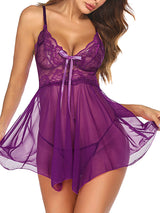 Women's Deep V-Neck Lace Mesh Babydoll Lingerie – view 3