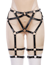 Women's Full Body Leather Chain Bra Harness & Leg Garter Set – view 4