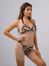 Women's Full Body Leather Harness Studded Set – view 2