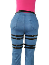 Women's Punk Body Leather Leg Harness – view 1
